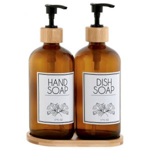 Dispenser Set 3 Glass Bamboo 500ml