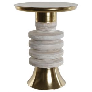 Side Table Metal Wood Golden
