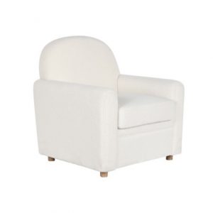 Armchair Polyester Wood Borreguito White