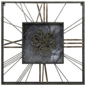 Wall Clock Metal Glass Golden