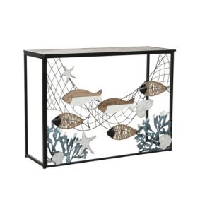 Console Table Metal MDF Natural