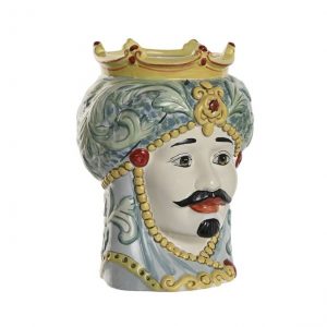Porcelain Flower Pot Sicilian Moorish Head