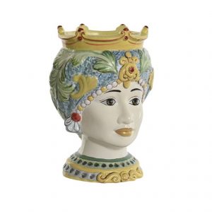 Porcelain Flower Pot Sicilian Moorish Head