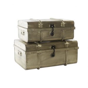 Trunk Set 2 Metal Golden