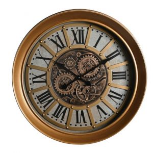 Wall Clock Iron Glass Movement Golden