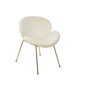 Chair Polyester Metal Velvet White