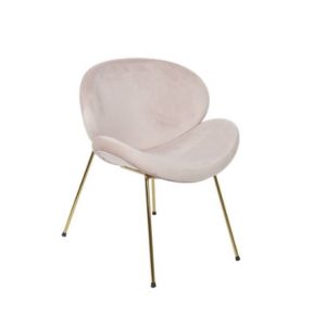 Chair Polyester Metal Velvet Pale Pink