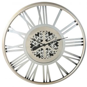 Extra Large Wall Clock Iron Movement Silver