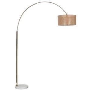 Floor Lamp Metal Marble Rattan Natural