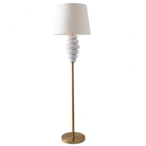 Floor Lamp Ceramic Metal Discs White