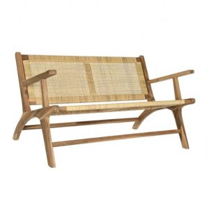 Bench Teak Rattan Brown