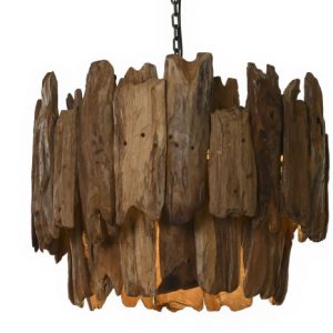 Ceiling Lamp Teak Iron Hecho A Mano