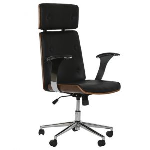 Chair Wood PU Wheel Black