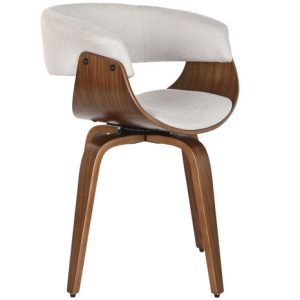 Chair Polyester Walnut Gyratory Beige