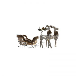 Reindeer SET 3pcs LED Wicker Sled White