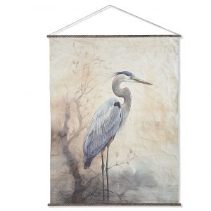Heron Worn-Out Wall Art – Canvas on Paper & Spruce Frame