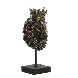 Lion Decorative Figures with Crown – Resin Dark Brown