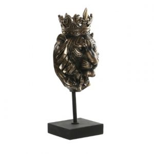 Lioness Decorative Figures with Crown – Resin Dark Brown