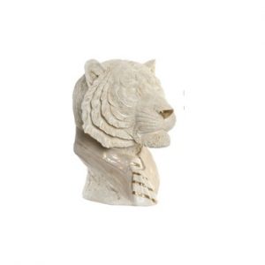 Modern Tiger Resin Figure – White & Golden