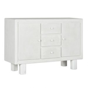 Shiru Buffet MDF Spruce Wood Wrinkled White Finish