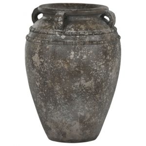 Aged Ceramic Amphora Vase – Brown Neoclassic Style
