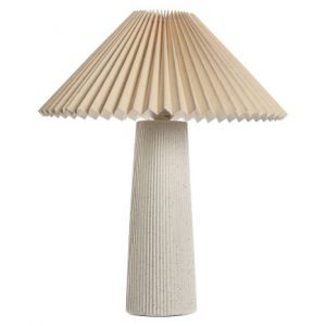 Beige Ceramic & Polyester Table Lamp