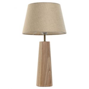 Natural Rubberwood & Linen Table Lamp