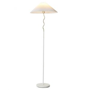 Pleated White Floor Lamp – Metal & Linen