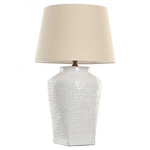 COMING SOON-White Porcelain Table Lamp with Linen Shade