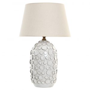 Porcelain Table Lamp with Linen Shade – Off-White