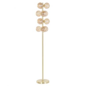 Modern Glass & Metal Floor Lamp Gold Spheres 