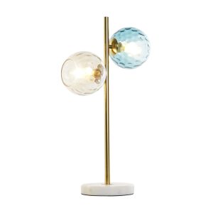 Marble, Glass & Metal Table Lamp Golden Balls