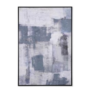 Abstract Framed Canvas Wall Art Blue & Grey