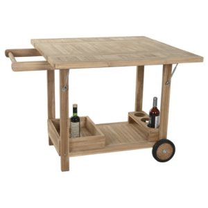 Teak Folding Waitress Trolley Natural Brown