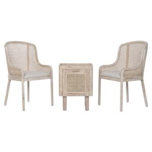 Chair Set 3 Teak & Rattan – Natural