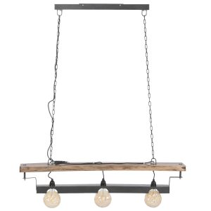 Acacia Wood & Iron Ceiling Lamp &ndash; Brown / Black (116 cm)