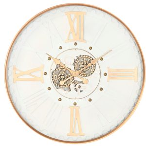 Metal & Glass Wall Clock &ndash; White & Gold (80 cm