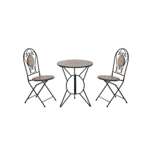 3-Piece Mosaic Table Set &ndash; Iron & Stone